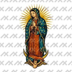 Onze-Lieve-Vrouw van Guadalupe v2 | Moderne Maagd Maria-vector | Transparante png-clipart | Digitale download katholieke kunst svg png eps pdf