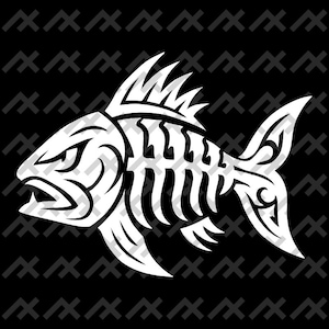 Stammes- Fisch-Skelett SVG | Auffällige Vektor Clip-Art für Angeln Shirts & Abziehbilder | PNG EPS Digitaler Download