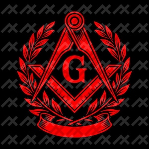 Logo massonico SVG / Simbolo massonico vettoriale rosso / Stemma squadra e compasso Download digitale svg png pdf eps