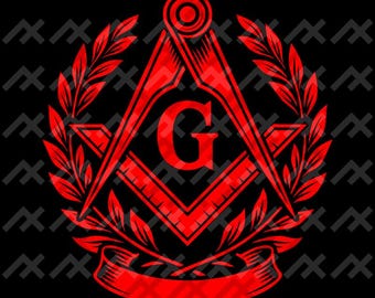 Red Freemason Logo | Square and Compass Crest (Digital Download)