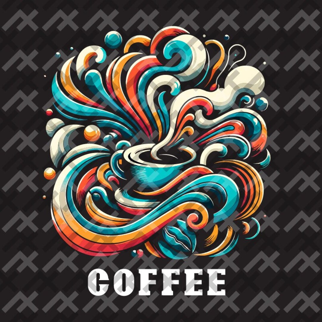 Coffee Swirl Digital Art SVG | Vibrant Barista T-shirt Design | Svg/png ...