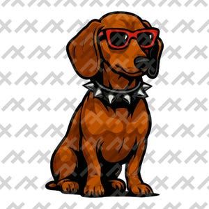 Teckel PNG SVG – art numérique cool chien wiener, illustration de chien de dessin animé audacieux pour sublimation et impression