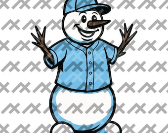 Snowman Baseball Mascot – Winter Sports Vector Graphic (Digital Download)