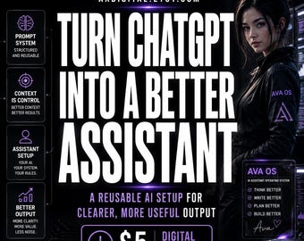 AVA OS AI Assistant Setup - Copy Paste Prompt System for ChatGPT, Gemini, Grok, Claude, Custom gpt Settings