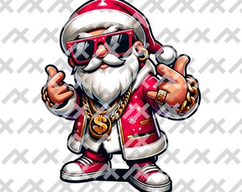 Gangsta Santa SVG – Hip Hop Christmas Digital Art (pdf, svg, png, dxf)