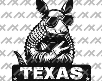 Cool Armadillo eps pdf svg png - &#39;Texas Armadillo&#39; Digital Download