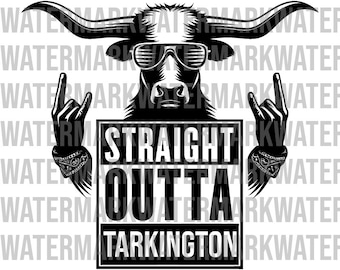Rockstar Longhorn svg, png, dxf, pdf - &#39;Straight Outta Tarkington&#39; Digital Art