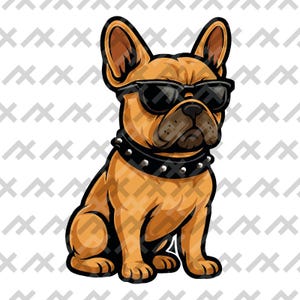 Bulldog francese SVG - Cane gangster con occhiali da sole, clipart vettoriale, adesivo per cani urbani alla moda, download digitale per sublimazione e artigianato
