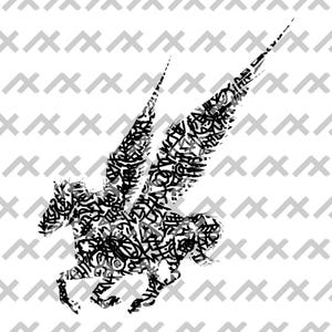 Pegasus Doodle Vector Design – Abstract Flying Horse Clipart, Graffiti Line Art SVG, Mythical Creature Digital Download