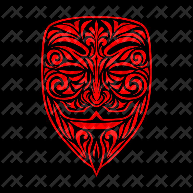 Mask SVG PNG | Style Red Vector Face Design with Tribal Detail | Digital Download for Shirts, Stickers, Posters