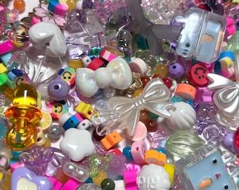 Kawaii Bead Soup, Random Mystery Scoop, Star, Heart, Butterfly Beads sanrio kandi kawaii cutecore beads jewellery making charm diy kit, cute