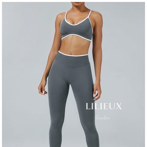 New Arrival Grey 2 Piece Workout Set for Women Seamless Sports Bra Shorts | Cami Top Leggings Set | Yoga Set Gym Outfit | Gift for Her