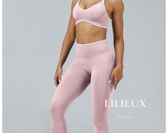 Baby Pink Seamless Workout Set | U-Back Sports Bra, High Waist Leggings