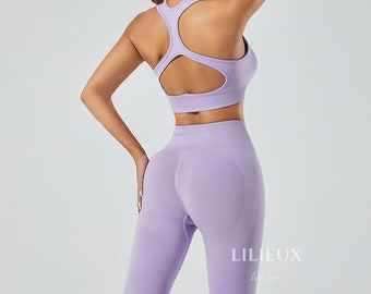 Sage Seamless Workout Set – High Waist Leggings and Cut Out Bra