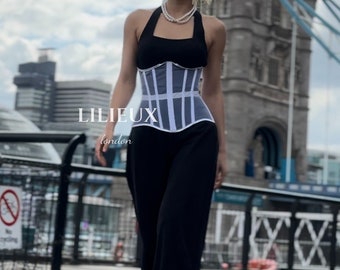 Sheer Mesh Lace-Up Corset | Gothic Boned Bustier Lingerie