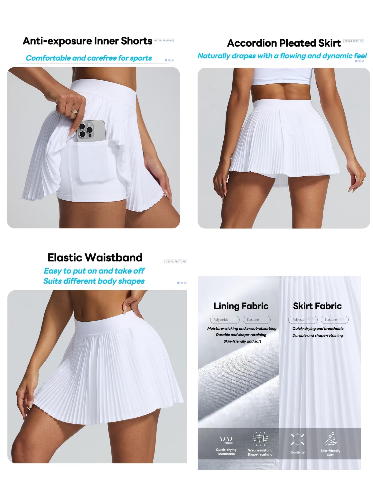 Pleated Tennis Skirt With Built-in Shorts - High-waist Athletic Skirt ...