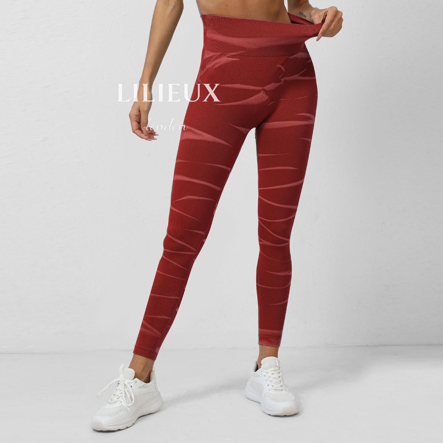 Frontwalk Womens High Waist Textured Workout Leggings Booty Scrunch Yoga Pants Tie Dye Honeycomb Butt Lift Tights With Pocket