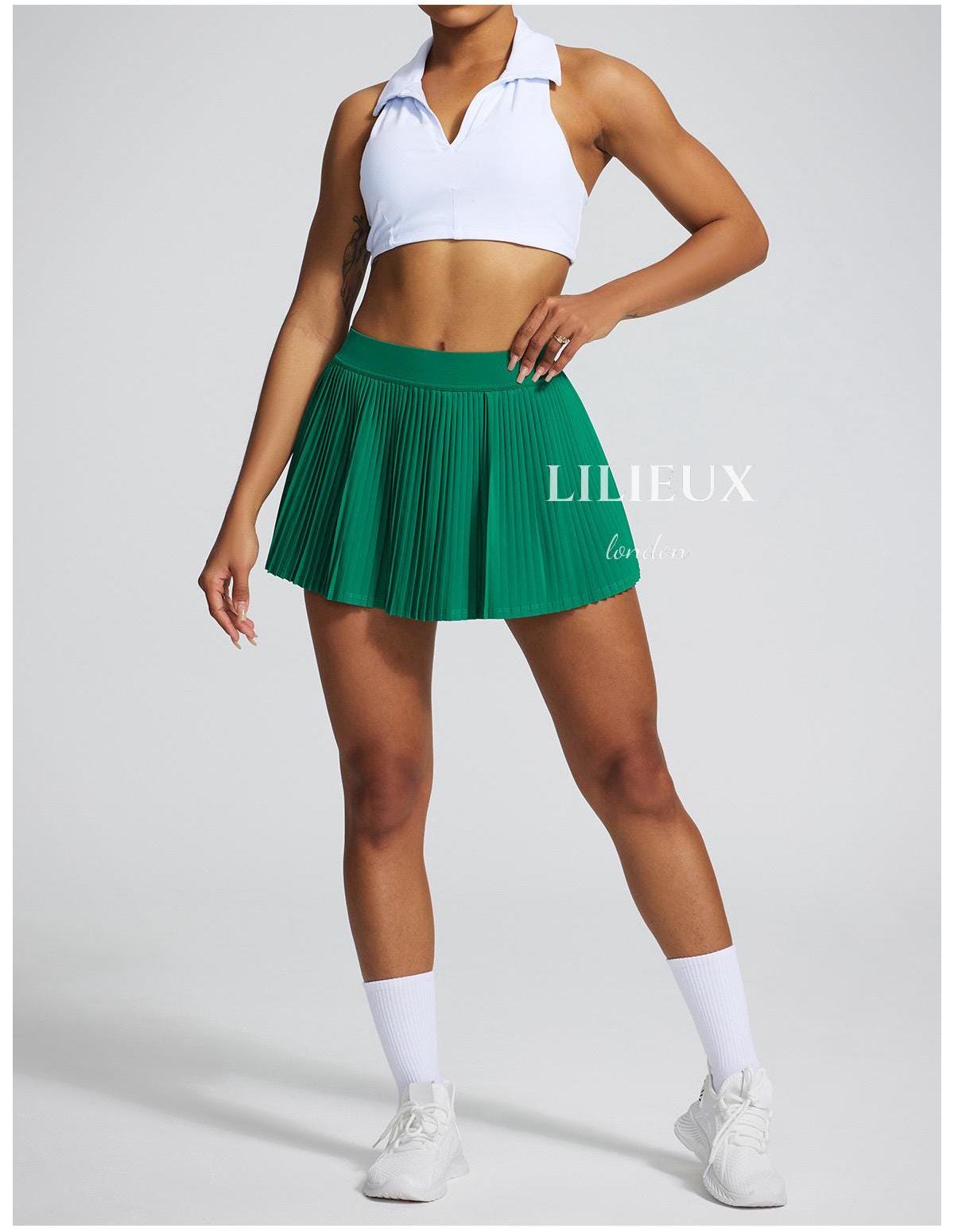 Pleated Tennis Skirt With Built-in Shorts - High-waist Athletic Skirt ...