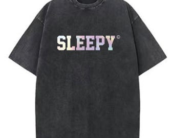 Custom Vintage Wash Cotton T-Shirt – Personalized Holographic Print Unisex Tee
