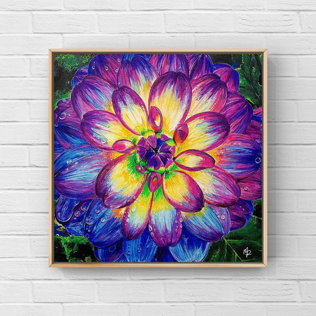 Rainbow Dahlia Giclée Fine Art Print Floral Art Flower Wall Art Garden