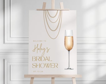 Pearls & Prosecco Bridal Shower Welcome Sign (Digital Download)