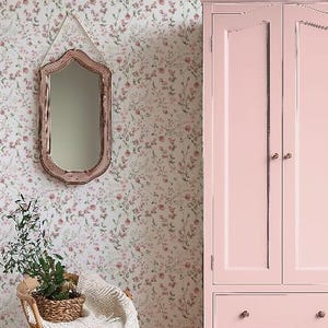 Mauve Pink Floral Wallpaper For Baby Girl Nursery Sage Blush Wildflower Peel & Stick For Girls Bedroom Botanical Cottagecore Wall Mural