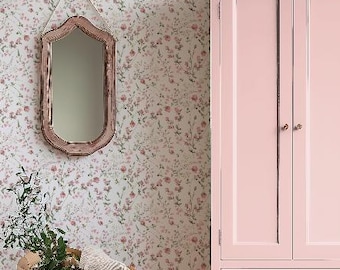 Mauve Pink Floral Wallpaper For Baby Girl Nursery Sage Blush Wildflower Peel & Stick For Girls Bedroom Botanical Cottagecore Wall Mural