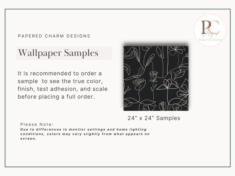 Dark Botanical Line Art Wallpaper: Black & Beige Floral Mural imagen 9