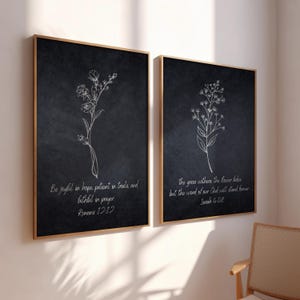 Black White Scripture Prints Modern Bible Verse Wall Art Set of 3 Contemporary Christian Wall Decor Bible Scripture Posters Modern Decor
