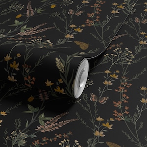 Moody Dark Botanical Peel and Stick Wallpaper Vintage Floral Wall Mural Dark Academia Self- Adhesive for Living Room Bedroom Powder Room Bild 3