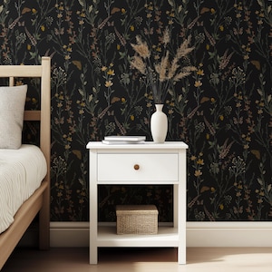 Moody Dark Botanical Peel and Stick Wallpaper Vintage Floral Wall Mural Dark Academia Self- Adhesive for Living Room Bedroom Powder Room Bild 4
