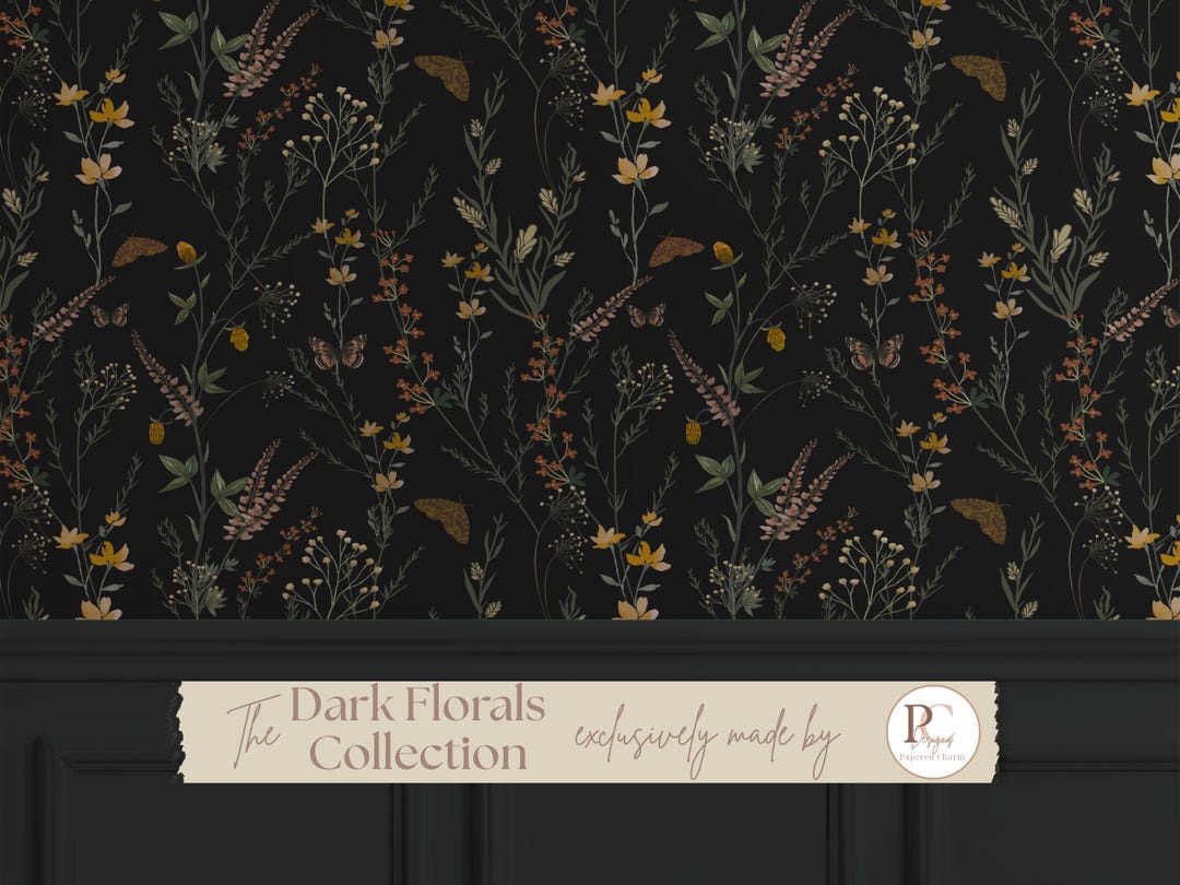 Moody Dark Botanical Peel and Stick Wallpaper Vintage Floral Wall Mural ...