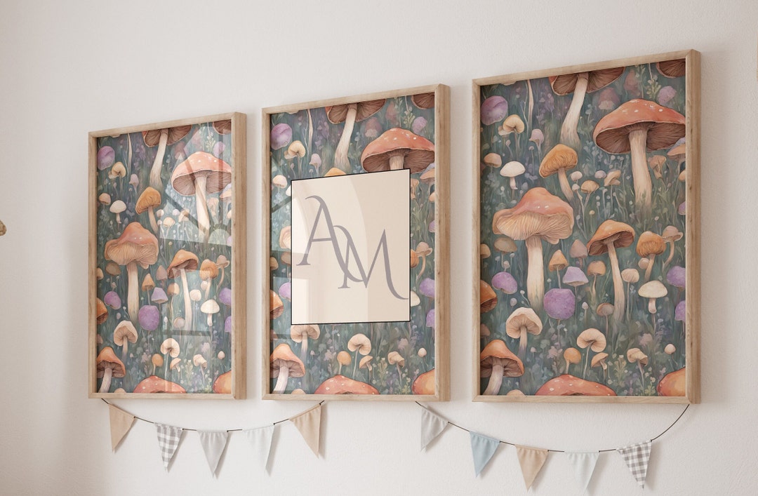 Mushroom Nursery Vintage Prints Cottagecore Nursery Decor Forest