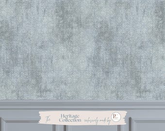 Mineral Blue Damask Wallpaper – Textured Patina Wallpaper, Antique Vintage Wall Mural, Elegant French Country Decor