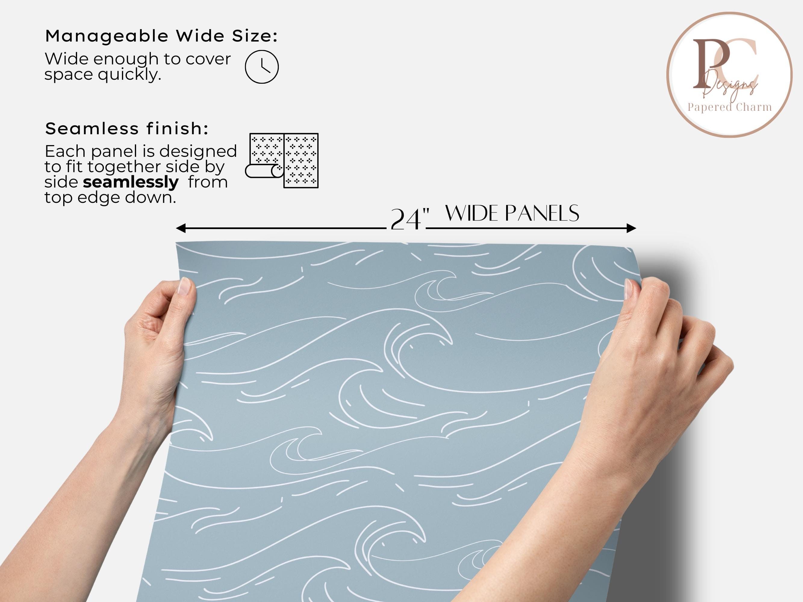 Coastal Wave Wallpaper Peel & Stick Blue Ocean Wall Mural Modern ...