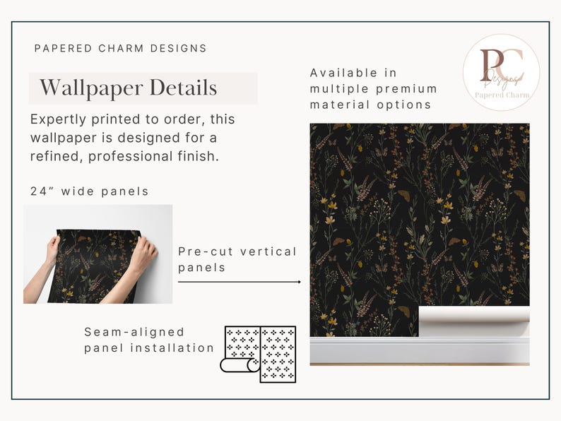 Moody Dark Botanical Peel and Stick Wallpaper Vintage Floral Wall Mural Dark Academia Self- Adhesive for Living Room Bedroom Powder Room Bild 11