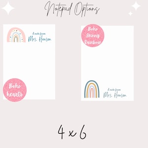 Personalized teacher sticky notes, Boho Rainbow sticky notes, Teacher notepads, Custom sticky post-its, Teacher Gifts, Back to School Gifts