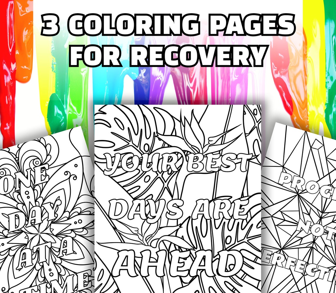 3 Printable Recovery Coloring Pages, Sobriety Coloring Pages, Therapy