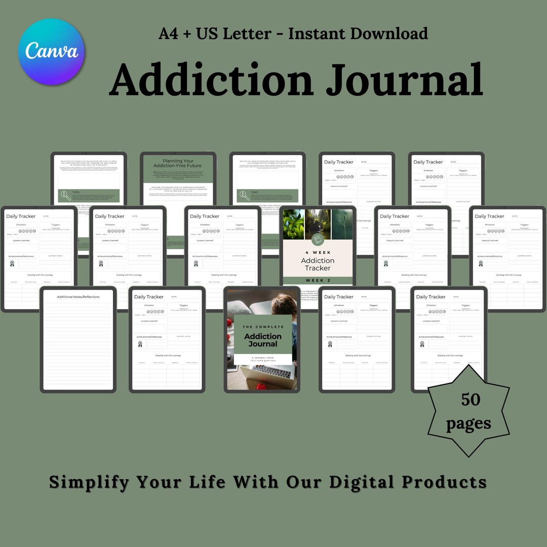 Recovery Journaling Addiction Recovery Journal, Sobriety Planner, Mental Health Tracker ...