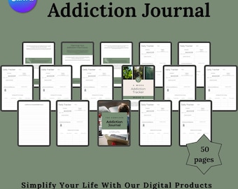 Addiction Recovery Journal, Sobriety Planner, Mental Health Tracker (Digital Download)