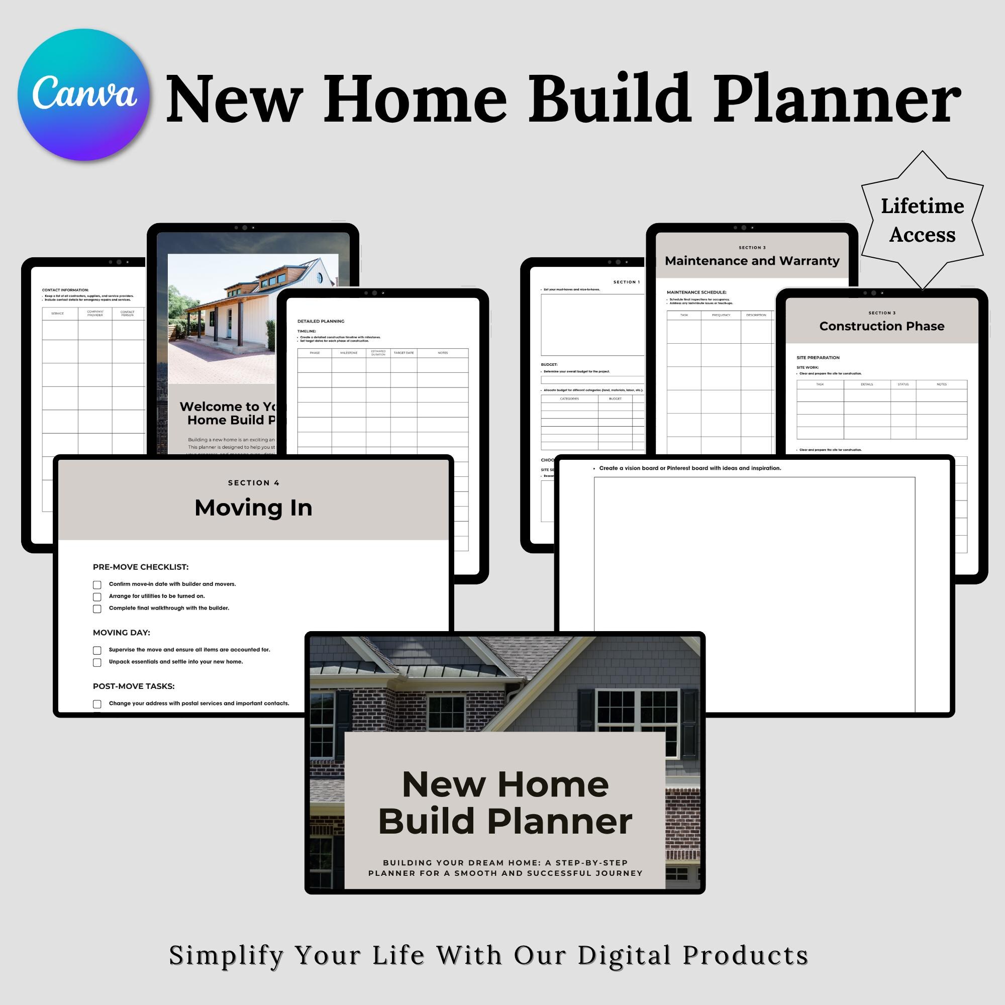 New Home Build Planner, Construction Project Organizer (printable PDF ...