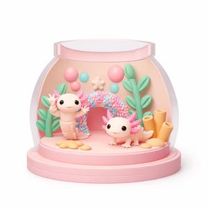 Flexi Axolotl with Aquarium STL File, 3D Printer Fidget Toy (Digital Download)