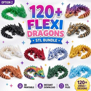 flexi dragon STL bundle
articulated 3D dragon
print in place dragon file
fantasy creature STL pack
3D printable fidget dragon toy
dragon articulated model download
Etsy STL dragon bundle