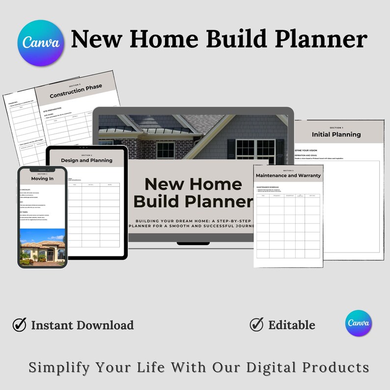 New Home Build Planner, Construction Project Organizer (printable PDF ...