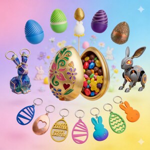 320+ Easter Decor STL Bundle | Easter Bunny STL | Mega Easter STL Pack | Egg Surprise Egg Container | Keychains | Planter | 3D Printed Files image 11