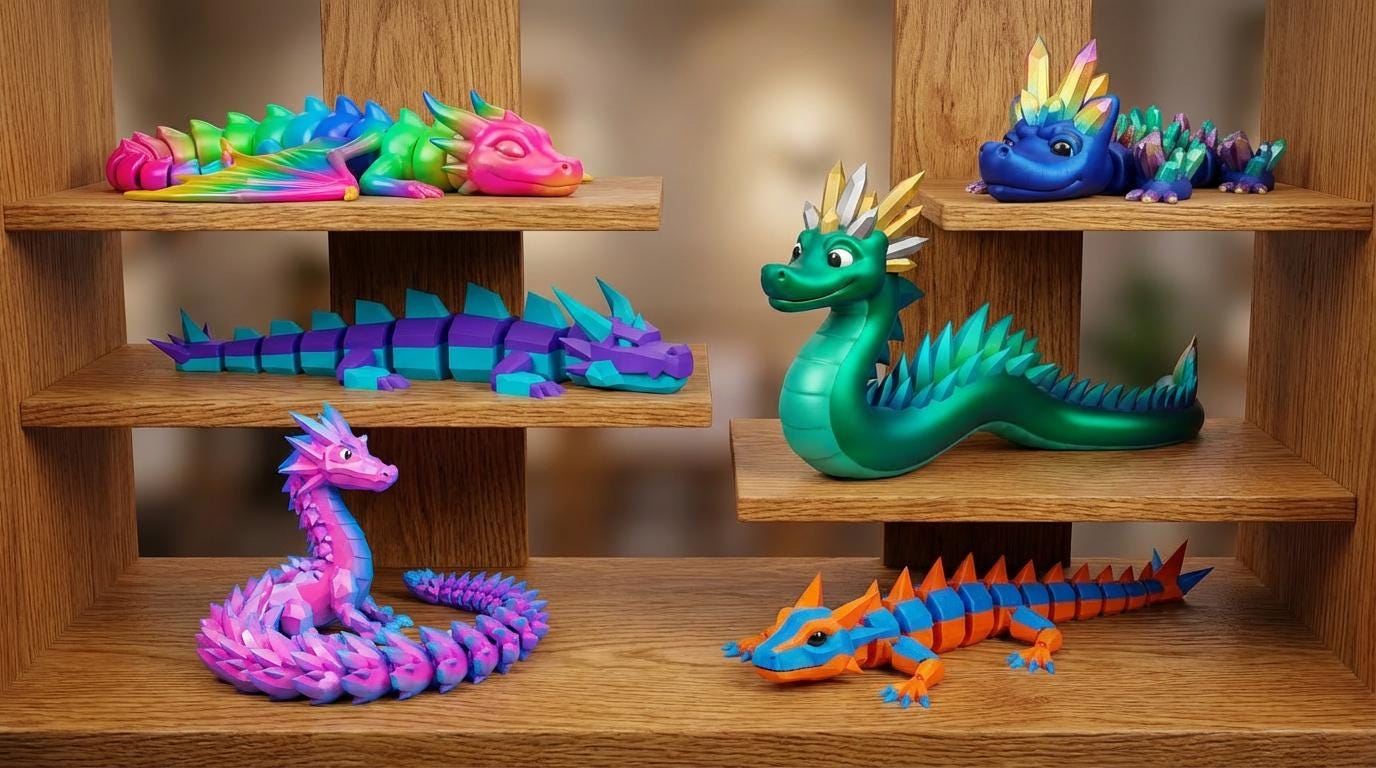 Flexi Dragon STL Bundle | Articulated Dragon STL Files | Print in Place ...