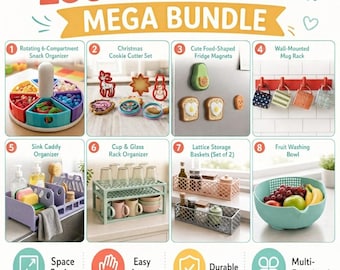 300+ Kitchen Organizer STL Bundle | Desktop 3D printing files | Problem-solving STL | Cookies Cutter | Fridge Magnet STL Pack