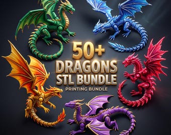 Flexi Dragon STL Bundle | Articulated Dragon STL Files | Print in Place Flexible Dragon 3D Print Models | Fantasy Dragon Pack