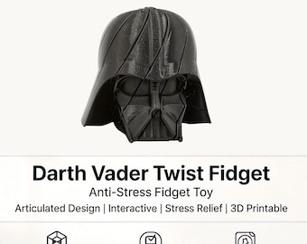 Darth Vader Twist Fidget STL | Articulated Print in Place Star Wars Fan Art | Stress Relief Desk Fidget Toy | 3D Printing | Gifts for Adults