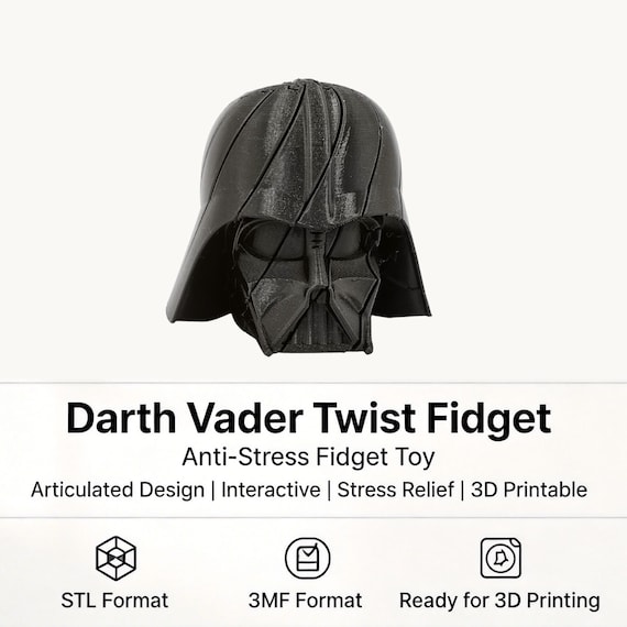 Darth Vader Twist Fidget STL | Articulated Print in Place Star Wars Fan Art | Stress Relief Desk Fidget Toy | 3D Printing | Gifts for Adults